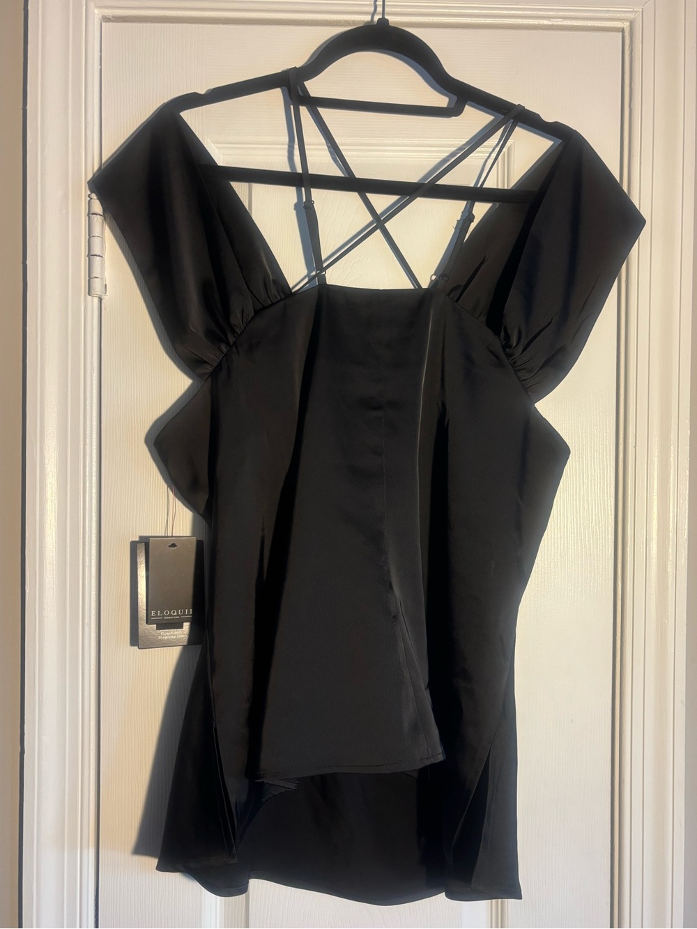 NWT Plus-size Eloquii Black Satin Off-Shoulder Top size 20 / Going Out Top
